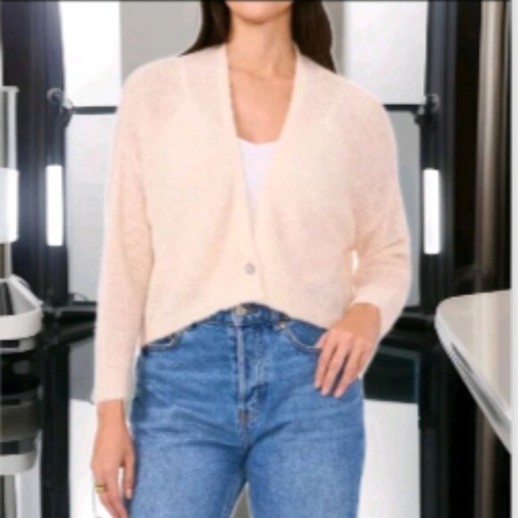 NWT Vince Camuto Airy Knit Wool Blend Cardigan Dropped Shoulder Sweater XL Cream - Picture 16 of 16